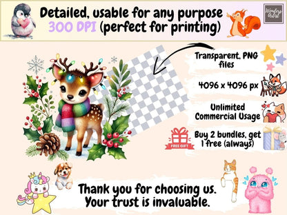 Snowy Critters Clipart animal printables cold weather animals cozy animal art - WondersArtist