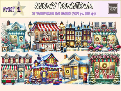 Snowy Downtown Clipart christmas clipart christmas png cozy cityscape png - WondersArtist