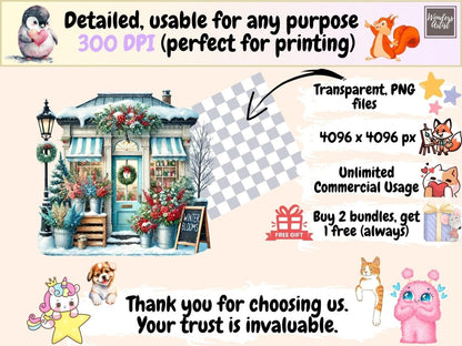 Snowy Downtown Clipart christmas clipart christmas png cozy cityscape png - WondersArtist