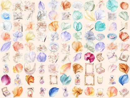 Soft Petals Watercolor Clipart blooming petals png - Wonders Artist