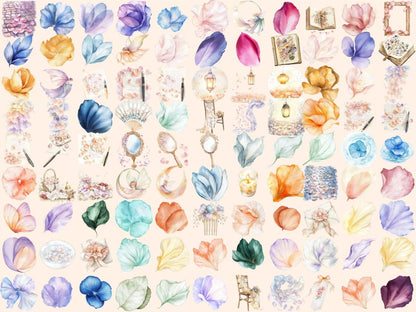 Soft Petals Watercolor Clipart blooming petals png - Wonders Artist