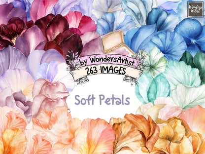 Soft Petals Watercolor Clipart blooming petals png - Wonders Artist