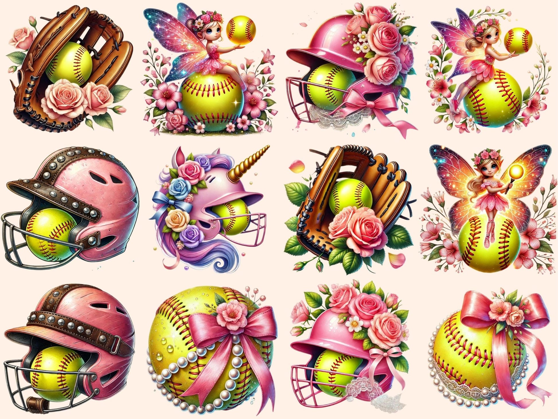 Softball Clipart - High - Quality Instant Digital Download for Creative Projects