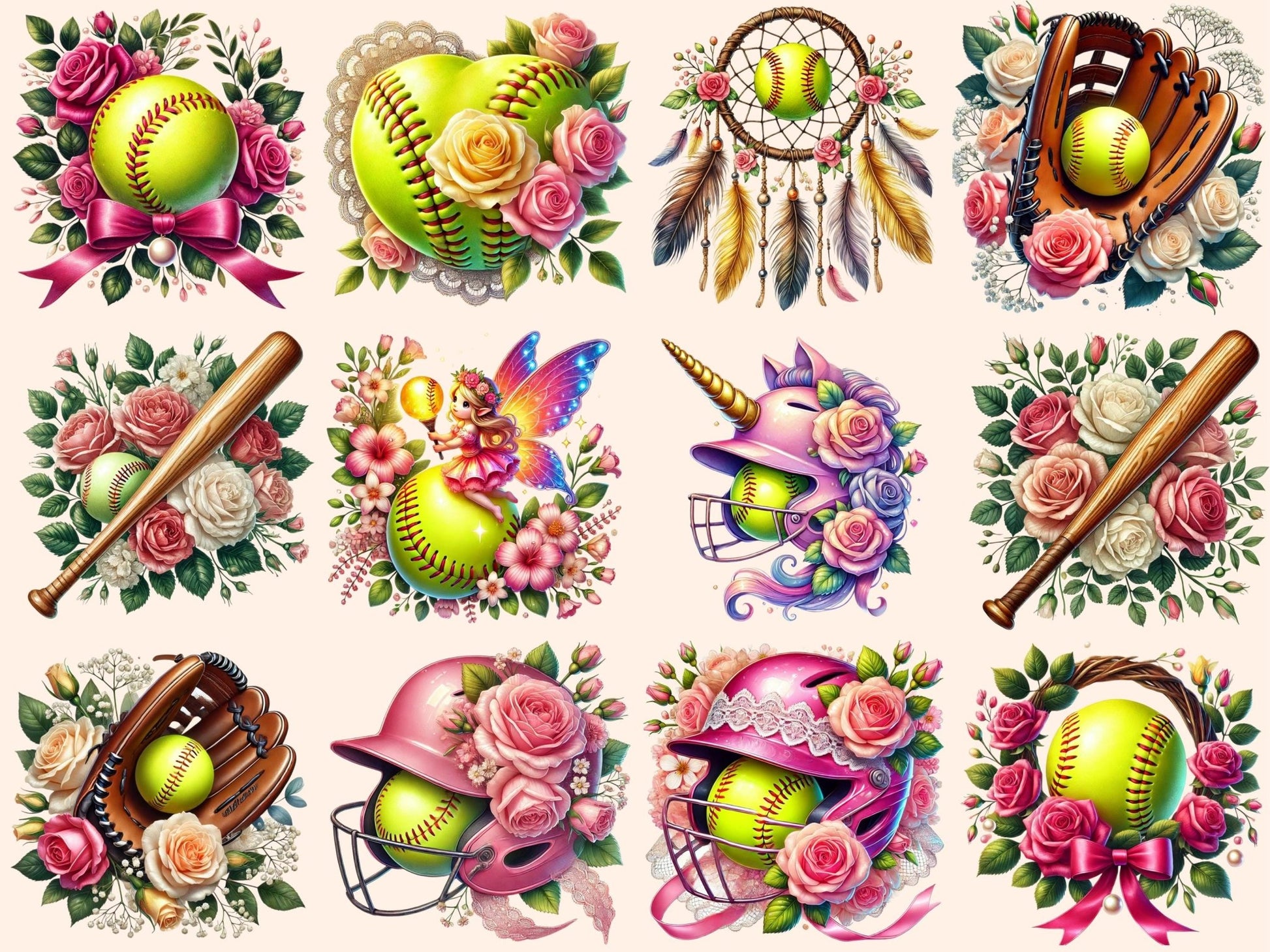 Softball Clipart - High - Quality Instant Digital Download for Creative Projects