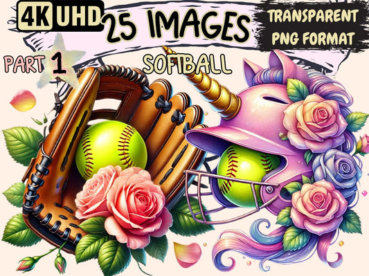 Softball Clipart - High - Quality Instant Digital Download for Creative Projects