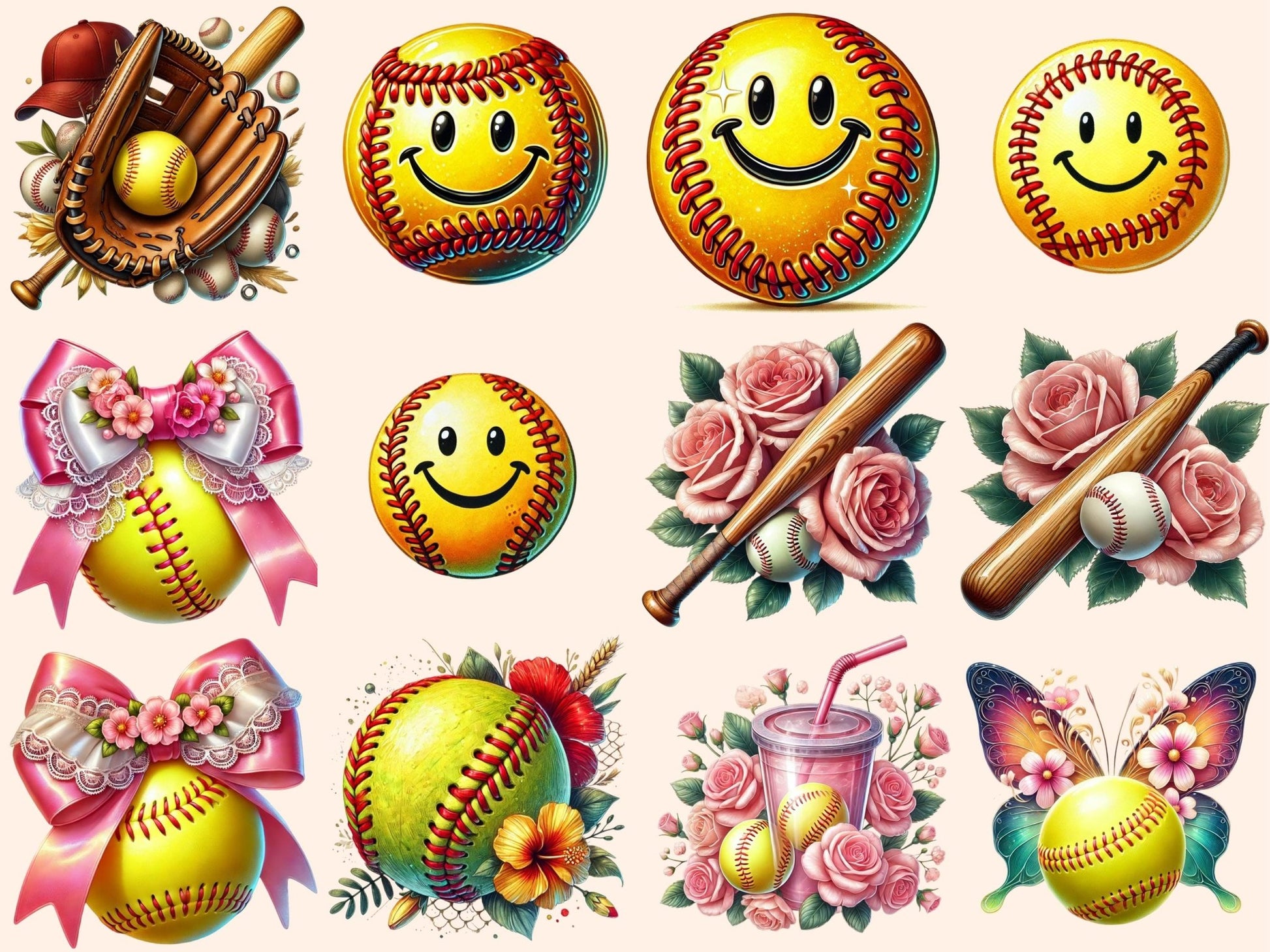 Softball (P2) Clipart - High - Quality Instant Digital Download for Creative Projects