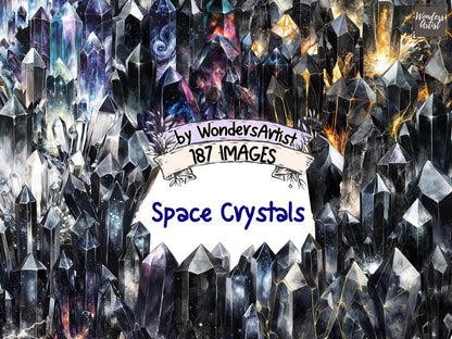 Space Crystals Watercolor Clipart celestial gems png cosmic clipart crystal clipart - WondersArtist