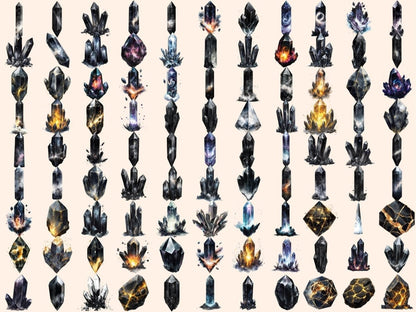 Space Crystals Watercolor Clipart celestial gems png cosmic clipart crystal clipart - WondersArtist