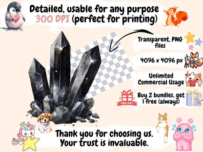 Space Crystals Watercolor Clipart celestial gems png cosmic clipart crystal clipart - WondersArtist