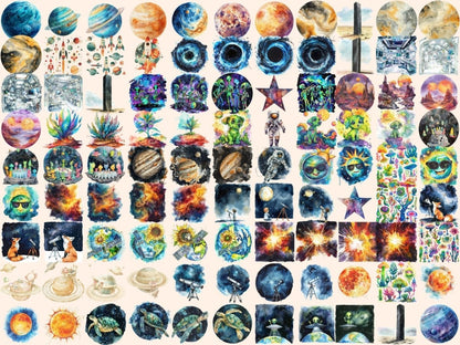 Space Watercolor Clipart alien clipart - Wonders Artist