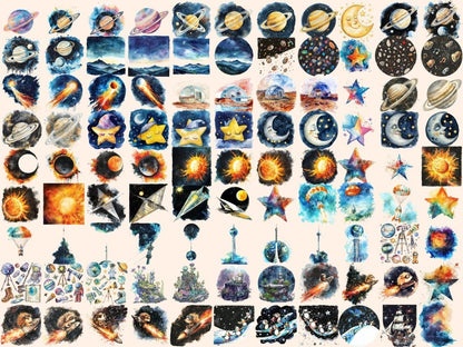 Space Watercolor Clipart alien clipart - Wonders Artist