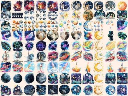 Space Watercolor Clipart alien clipart - Wonders Artist