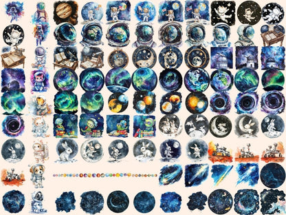 Space Watercolor Clipart alien clipart - Wonders Artist