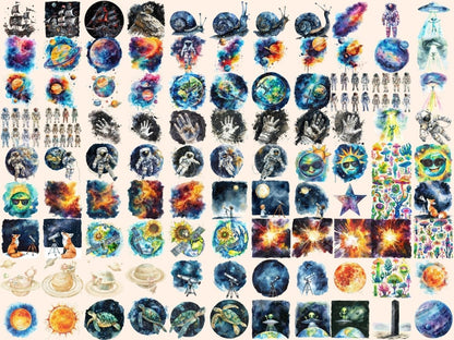 Space Watercolor Clipart alien clipart - Wonders Artist