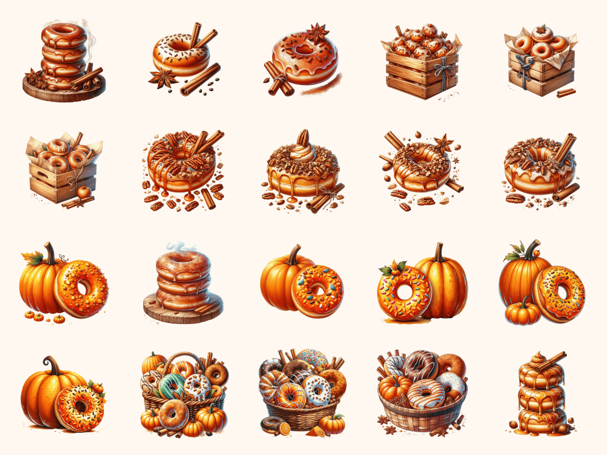 Spiced Donuts Clipart All Bundles Clipart Line Art - WondersArtist