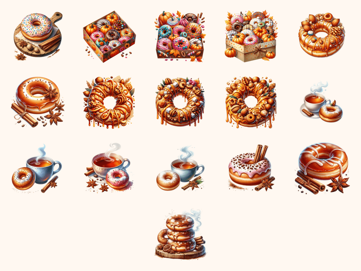 Spiced Donuts Clipart All Bundles Clipart Line Art - WondersArtist