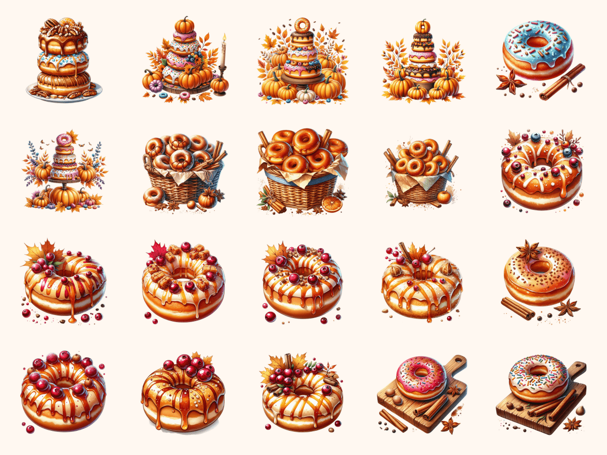 Spiced Donuts Clipart All Bundles Clipart Line Art - WondersArtist
