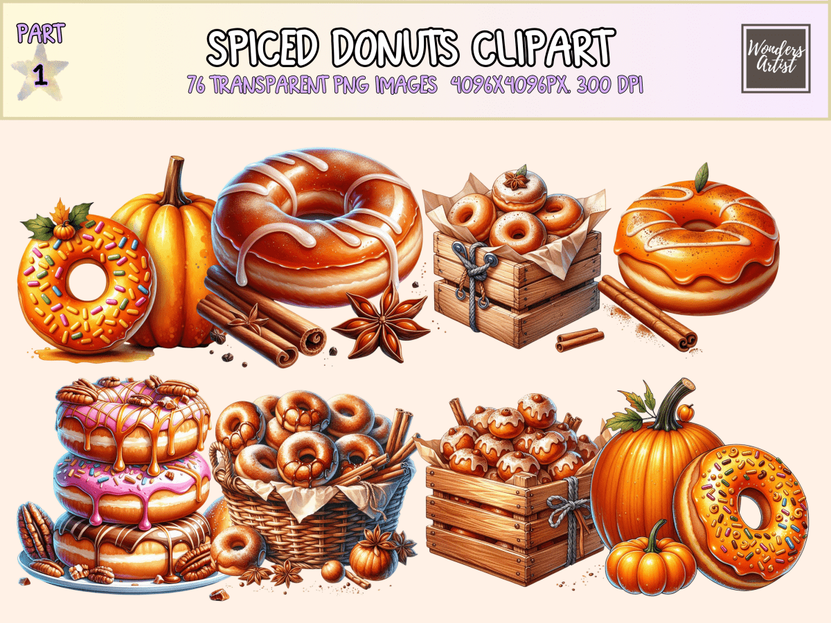 Spiced Donuts Clipart All Bundles Clipart Line Art - WondersArtist