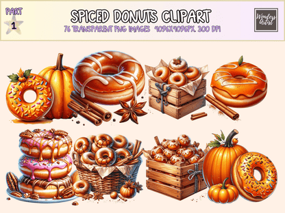 Spiced Donuts Clipart All Bundles Clipart Line Art - WondersArtist