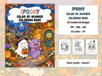 Spooky Color-by-Number Coloring Book — complete digital bundle