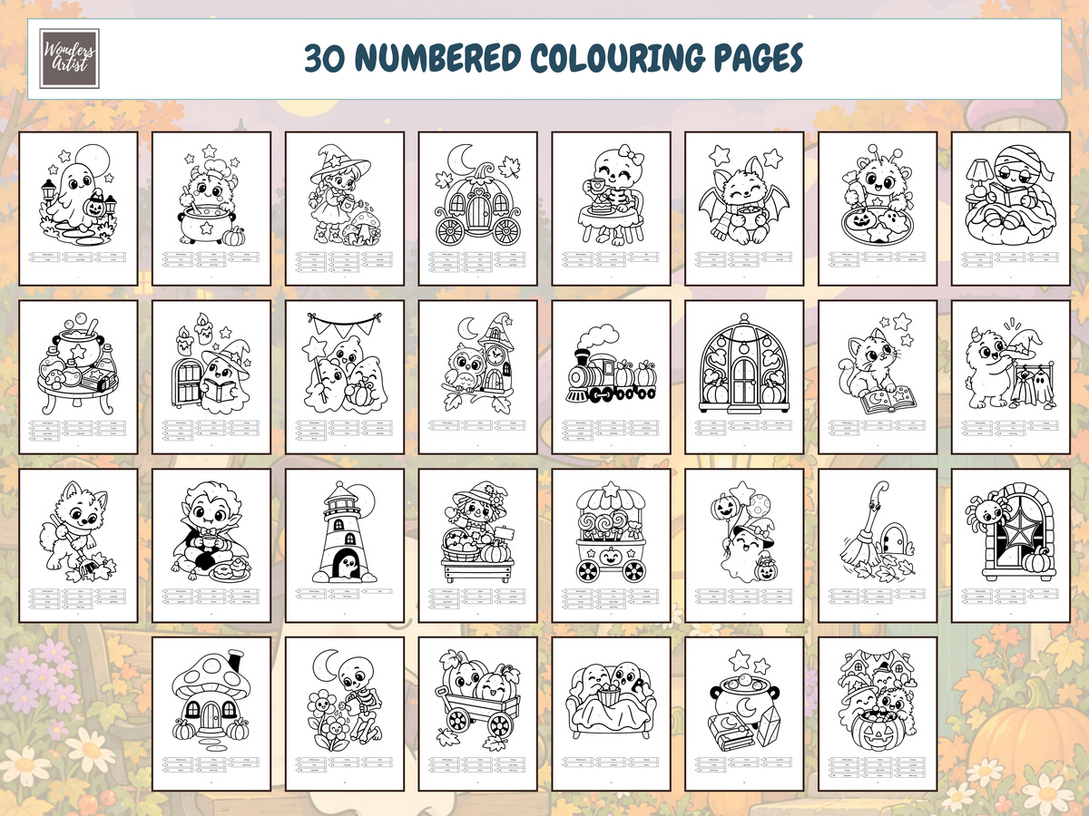 Spooky Color-by-Number Coloring Book — all 30 coloring pages