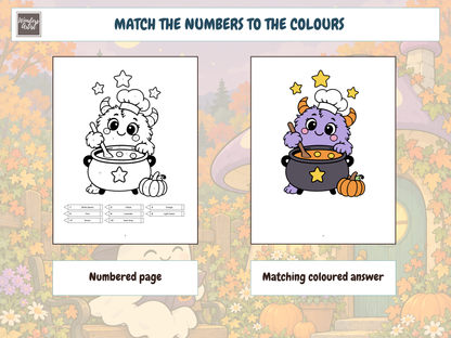 Spooky Color-by-Number Coloring Book — coloring page and answer