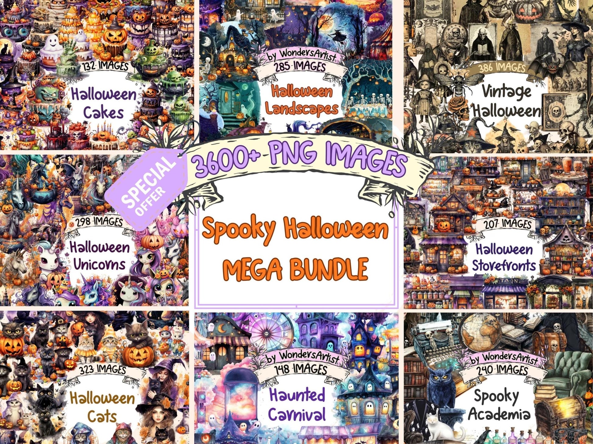 Spooky Halloween MEGA Clipart - High - Quality Instant Digital Download for Creative Projects