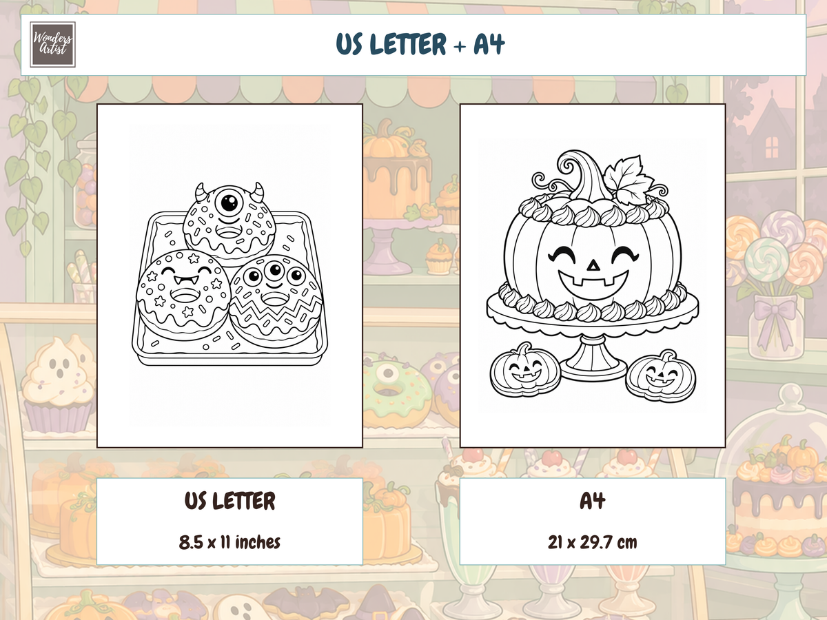 Spooky Sweet Treats Coloring Book — print sizes