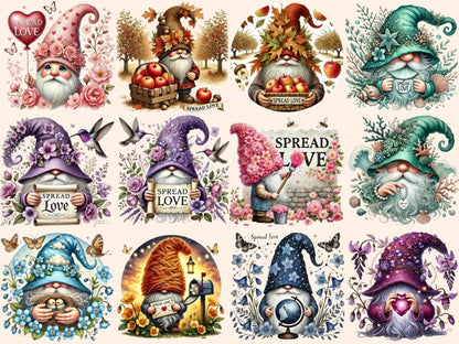 Spread Love Gnomes Clipart Cute gnome art - Wonders Artist