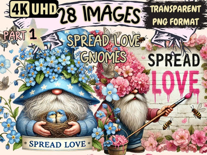 Spread Love Gnomes Clipart Cute gnome art - Wonders Artist