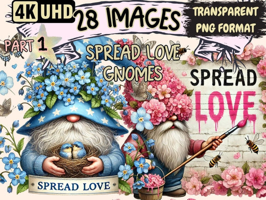 Spread Love Gnomes Clipart Cute gnome art - Wonders Artist