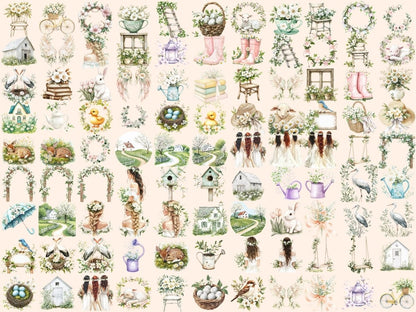 Spring Awakening Watercolor Clipart Blooming Flowers Art - Wonders Artist