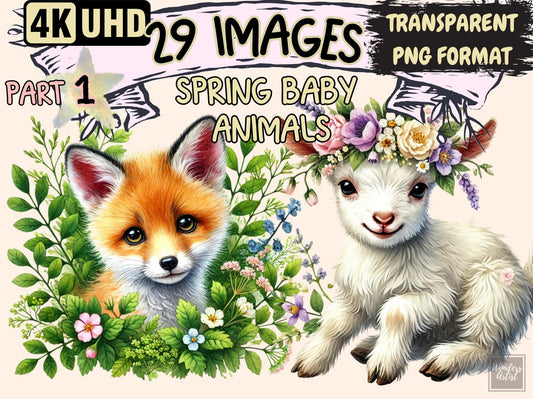 Spring Baby Animals (P1) Clipart - High - Quality Instant Digital Download for Creative Projects