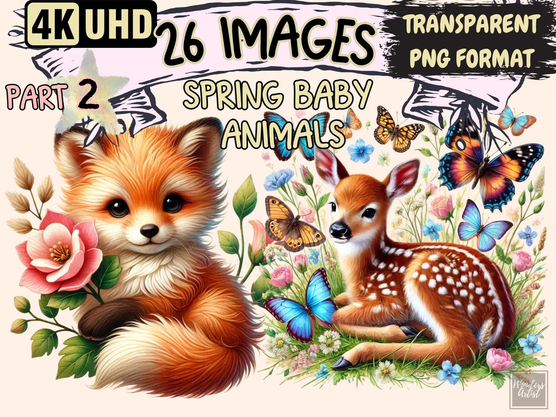 Spring Baby Animals (P2) Clipart - High - Quality Instant Digital Download for Creative Projects