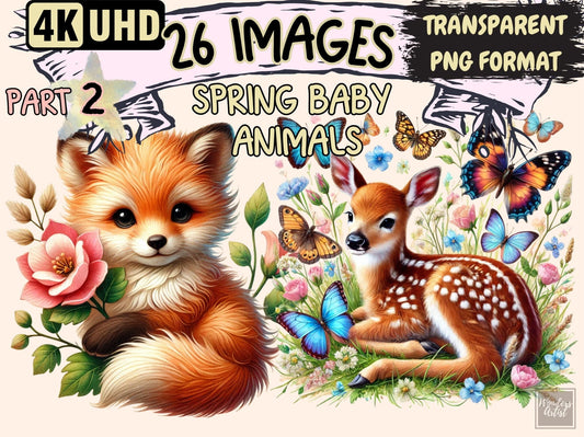 Spring Baby Animals (P2) Clipart - High - Quality Instant Digital Download for Creative Projects