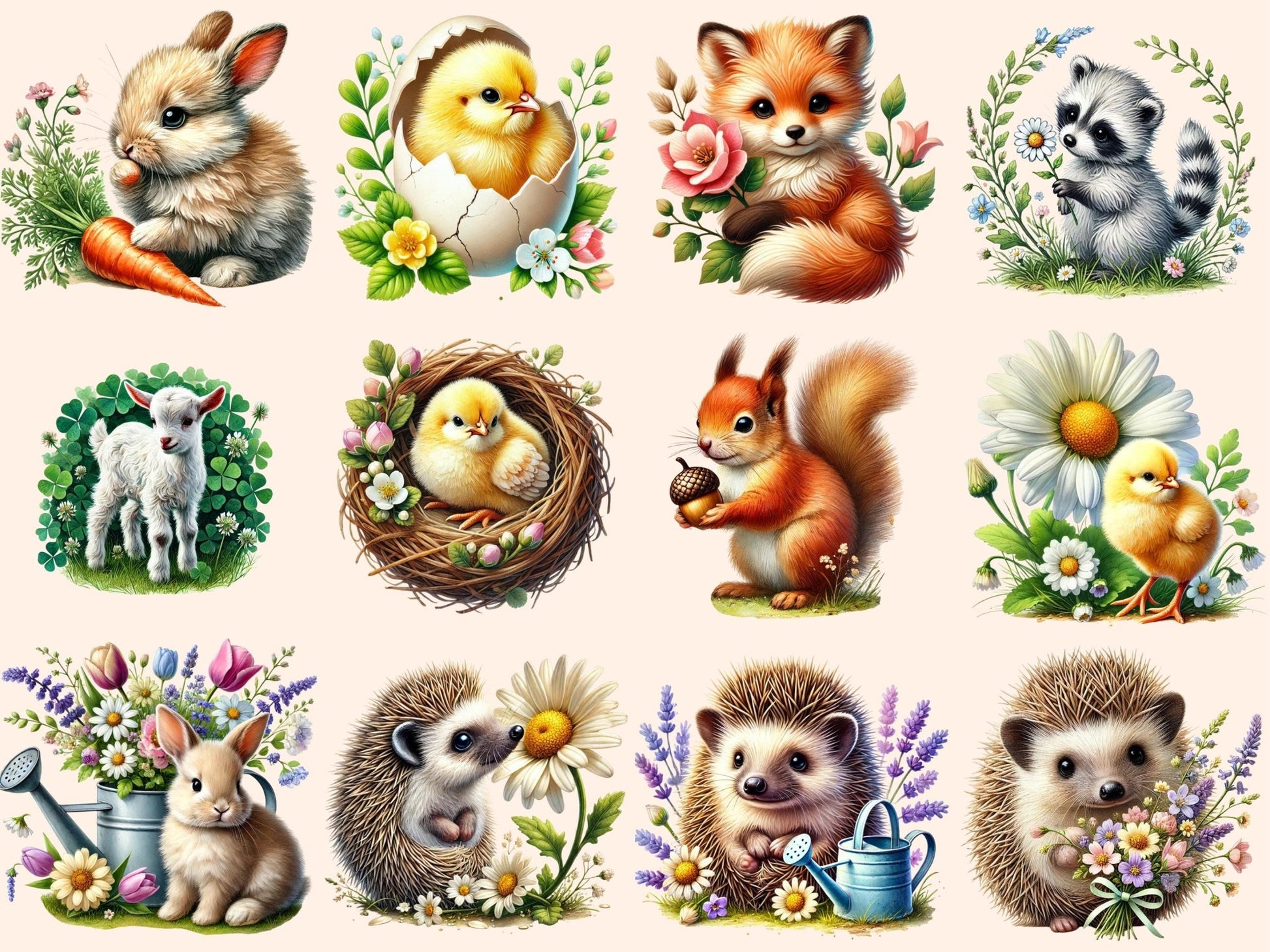 Spring Baby Animals (P2) Clipart - High - Quality Instant Digital Download for Creative Projects