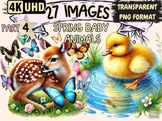 Spring Baby Animals (P4) Clipart - High - Quality Instant Digital Download for Creative Projects