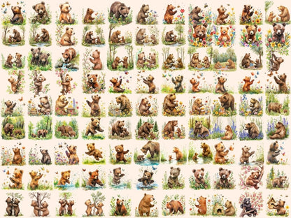 Spring Bears Watercolor Clipart bear clipart - Wonders Artist