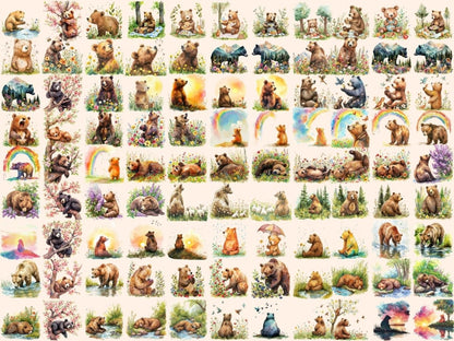 Spring Bears Watercolor Clipart bear clipart - Wonders Artist