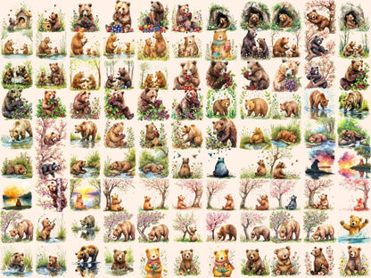 Spring Bears Watercolor Clipart bear clipart - Wonders Artist