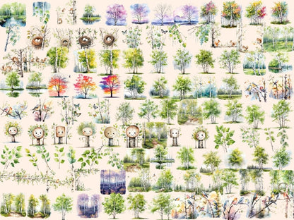 Spring Birch Trees Watercolor Clipart birch tree printable - Wonders Artist