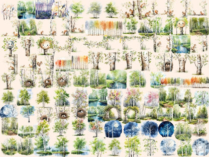 Spring Birch Trees Watercolor Clipart birch tree printable - Wonders Artist