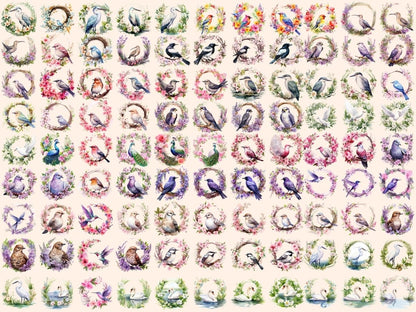 Spring Bird Wreaths Watercolor Clipart beautiful bird png - Wonders Artist