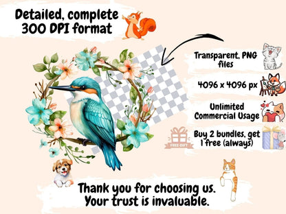 Spring Bird Wreaths Watercolor Clipart beautiful bird png - Wonders Artist