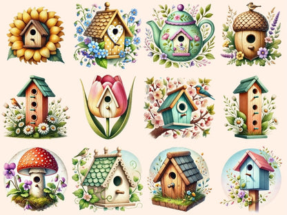 Spring Birdhouses (P1) Clipart bird clipart - Wonders Artist