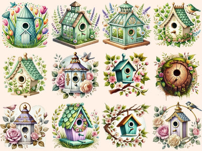 Spring Birdhouses (P2) Clipart bird clipart - Wonders Artist