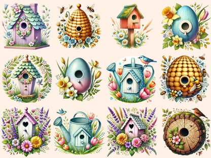 Spring Birdhouses (P2) Clipart bird clipart - Wonders Artist