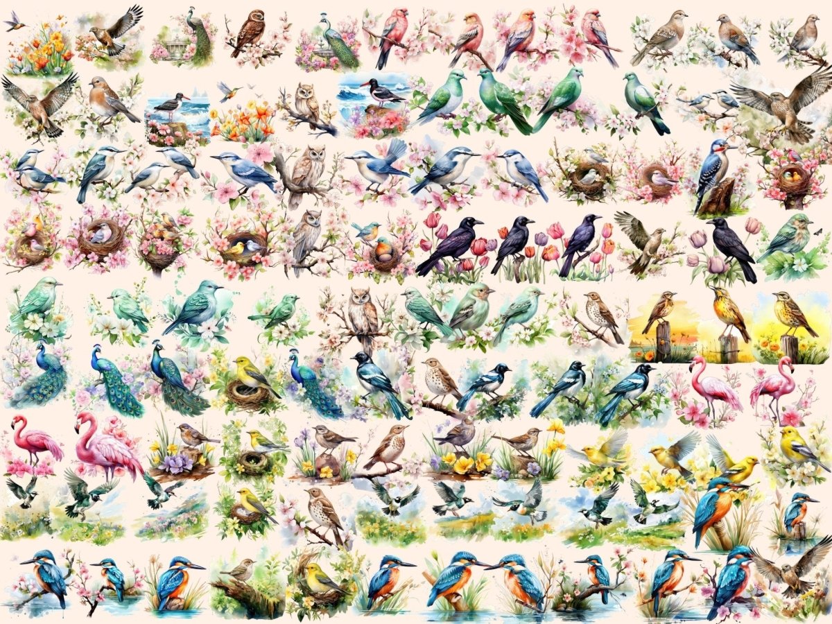 Spring Birds Watercolor Clipart bird clipart - Wonders Artist