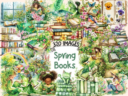 Spring Books Watercolor Clipart book clipart - Wonders Artist