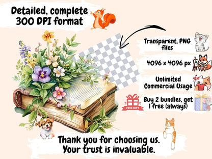 Spring Books Watercolor Clipart book clipart - Wonders Artist